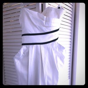 New black and off white strapless dress